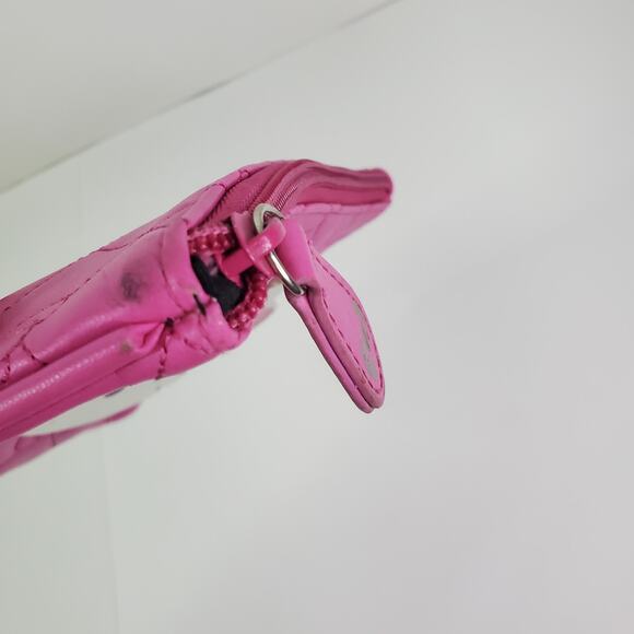 Sanrio Hello Kitty PINK Cosmetic Metal emble Pouch Bag Purse zip Closure Clutch - Picture 11 of 14